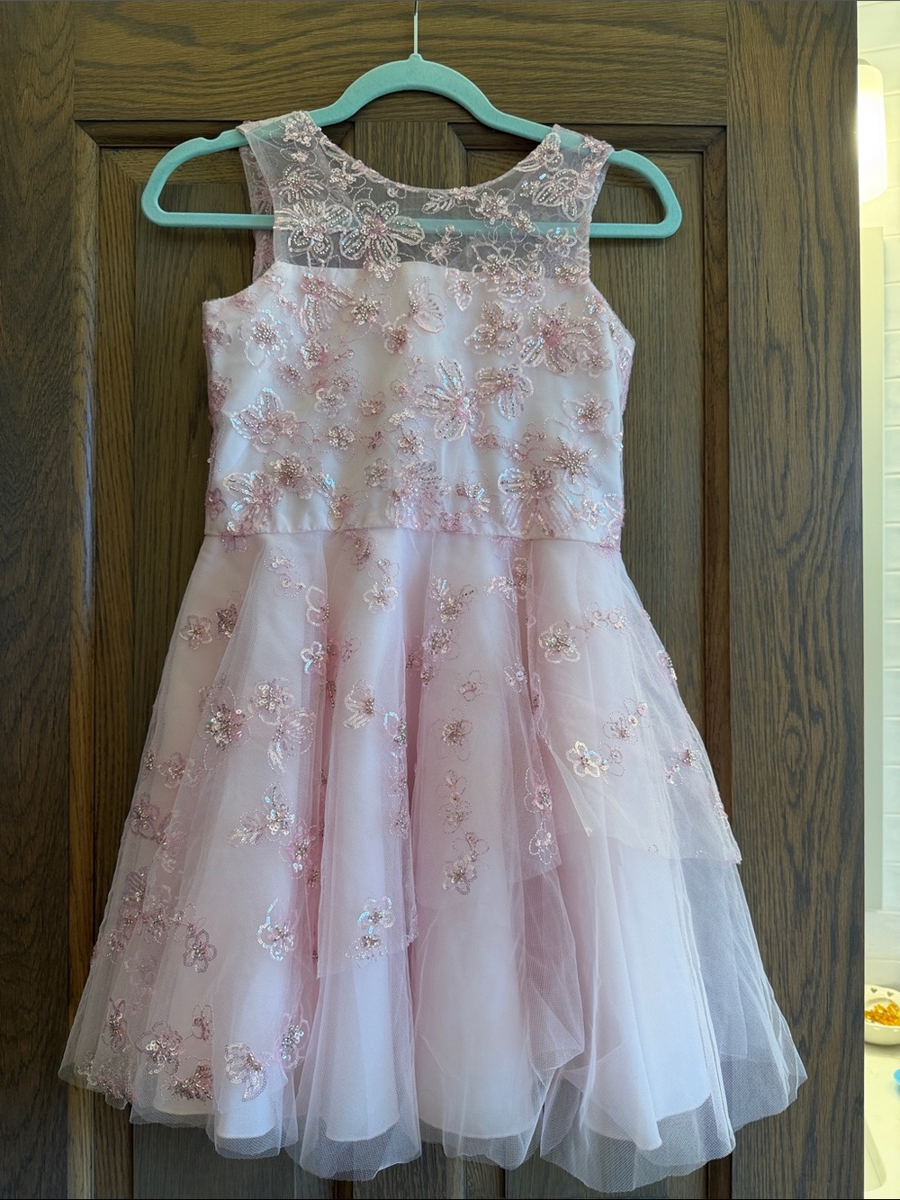 Zoe Ltd Pink Embroidered Floral Tulle Party Dress